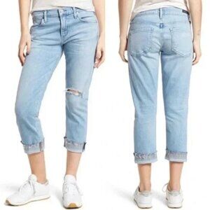 Citizens Of Humanity Light Blue Distressed - Emerson‎ Crop Slim Boyfriend Jeans